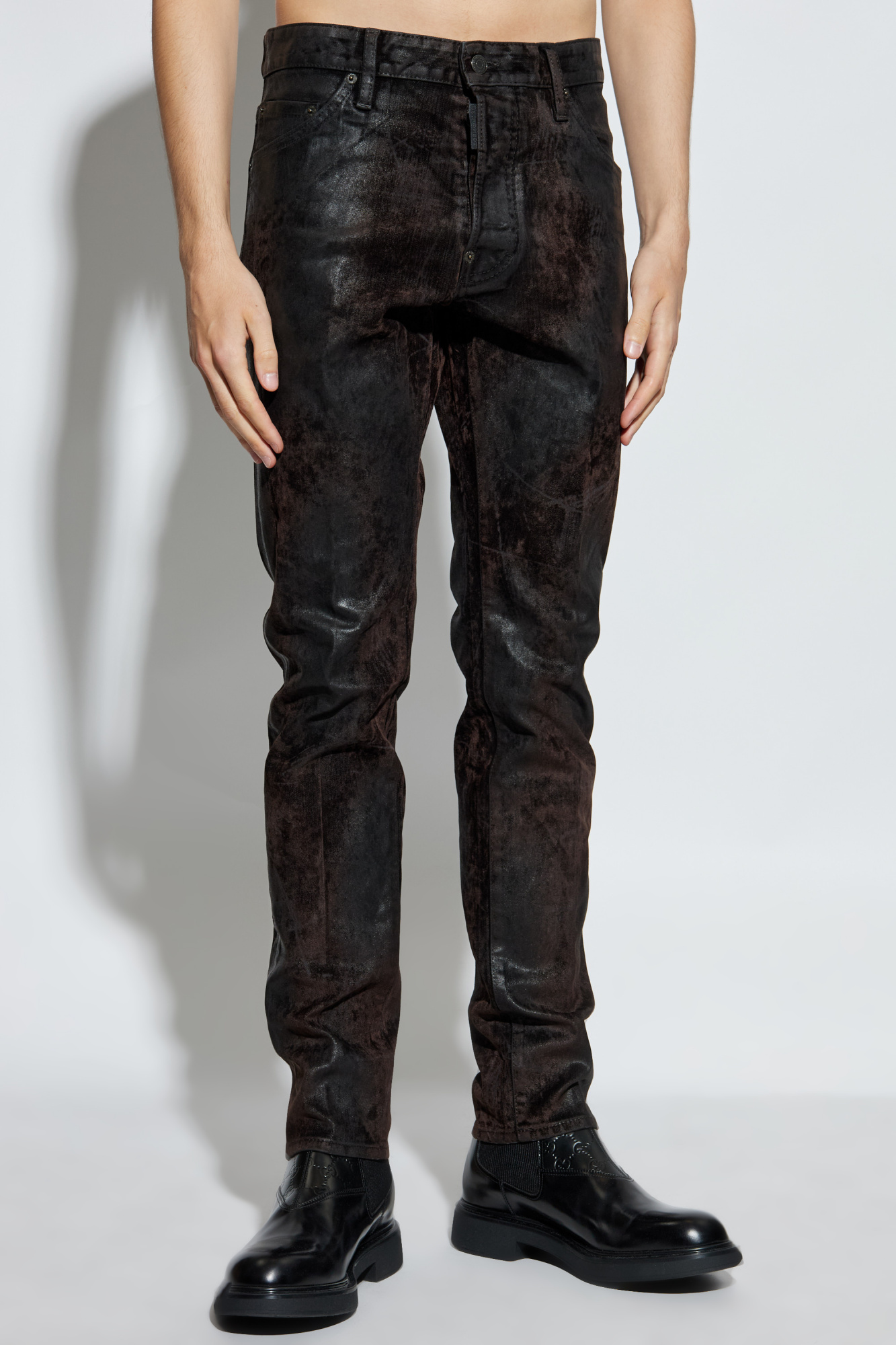 DSQUARED2 / ボトム/46/コットン/ブラック/S71LB0377 Dsquared2 Waxed jeans with velour 'Cool Guy' | Men's | Vitkac